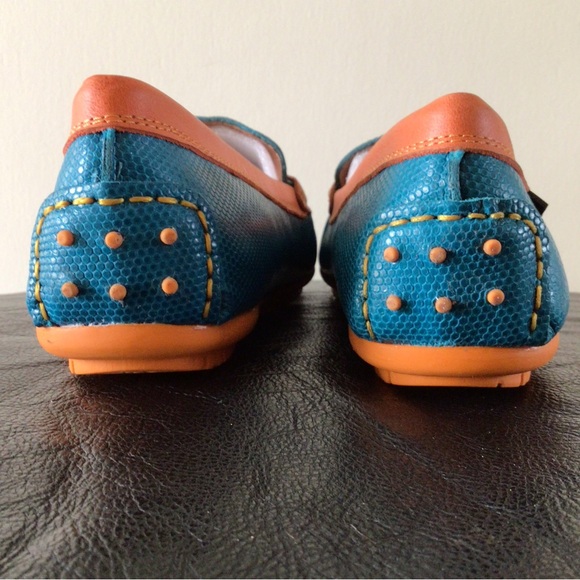 Venettini* (7US-38 EU) WOMEN’S High Quality Turquoise Mambo Orange Glazed…Moccas - Picture 4 of 7
